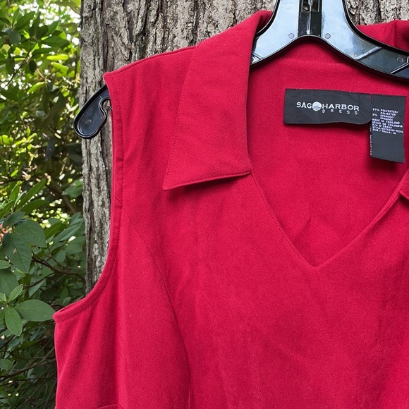 Sag Harbor Red Long Sleeveless V-Neck Dress Collar Plus 14 - Picture 7 of 14